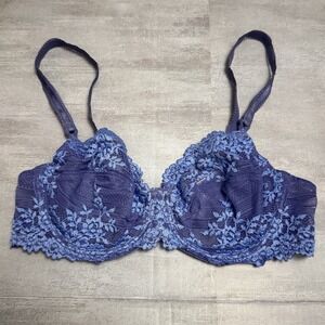 Wacoal 34C Blue Navy Embrace Lace Softcup‎ Underwire Bra #65191